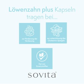 sovita Dandelion Plus Capsules | With Milk Thistle Extract & Artichoke Extract | Dietary Supplement | 60 Capsules