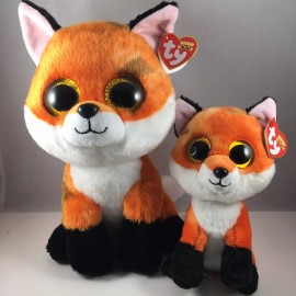 Ty SET of 2 Ty Beanie Boos - MEADOW Orange Fox (6" Regular & 9" Medium Size) MWMTs