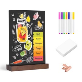 Kivsty Tabletop Chalkboard with Wood Stand - 1 Pack, 8 x 12 Inch Double Sided Blackboard Food Signs Menu Message Boards for Coffee Bar, Lemonade Stand, Party Decoration - Vertical Back