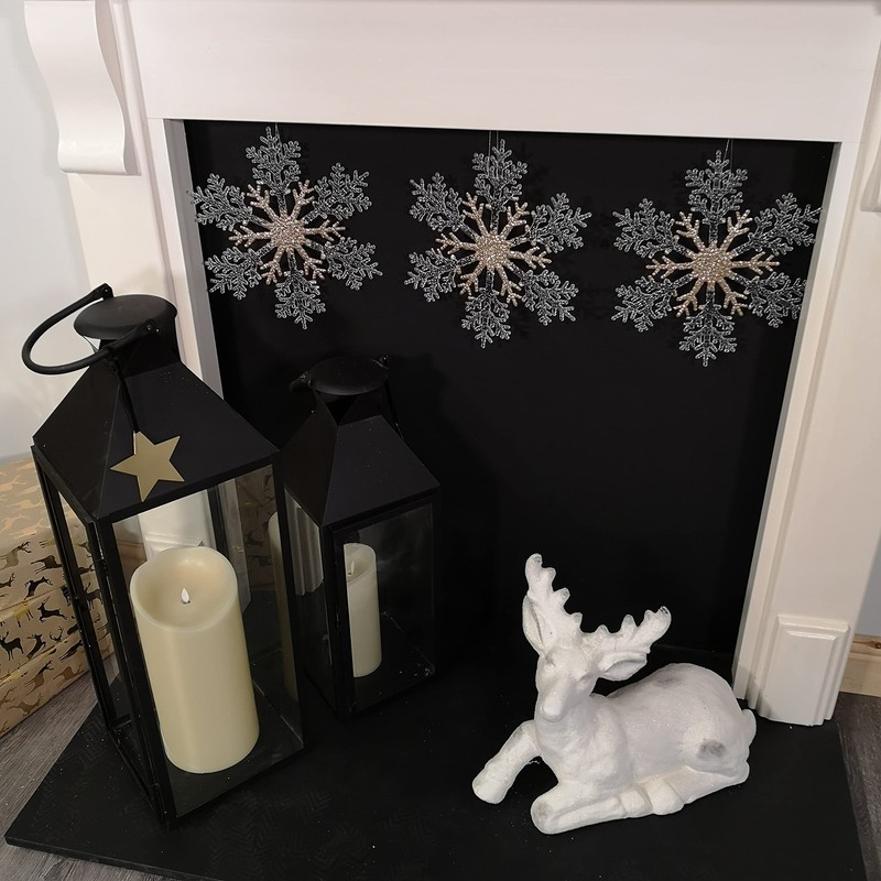 Elegance by Snow White Decorative 30cm Hanging Glitter Snowflake, Gold