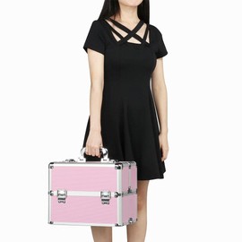 Yaheetech Professional Makeup Train Case 4 in 1 Rolling Cosmetic Case On Wheels Artist Makeup Organizer Storage with Dividers