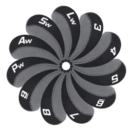 11 Pack Golf Iron Covers Headcovers (3-9, P, A, S, L) Neoprene Black & Grey