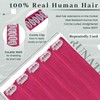 RUNATURE Pink Hair Extensions for Women Clip in Human Hair