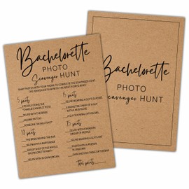 Bachelorette Party Games, Photo Scavenger Hunt Kraft Rustic Bridal Shower Game Card, Wedding/Engagement Party Ideas Activities Supplies Decorations(25 Cards) -A04