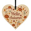 Red Ocean Hello Autumn Decorations Hanging Wooden Heart Plaque Autumn