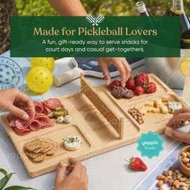 YOPPIX Pickleball Court Charcuterie Board – Bamboo Funny Pickleball Gift