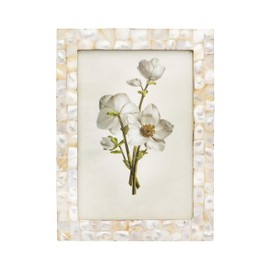 Creative Co-op Mother of Pearl Holds 5" x 7" Picture Frames and Photo Holders, White