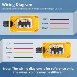Dump Trailer Remote Up Down Switch, 12V DC 4 Wire 3 Wire Up and Down Control Switch for Tipping Trailers, Hoists, Electric Forklifts, Lifting Platforms