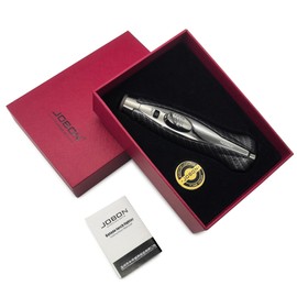 JOBON Torch Lighter, Blow Jet Blue Flame Lighter for Grilling, Kitchen, Cooking with Gift Box (No Butane Gas) (Black)