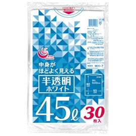 Nippon Giken Industrial Garbage Bags, Translucent, White, 1.6 gal (45 L), 30 Sheets