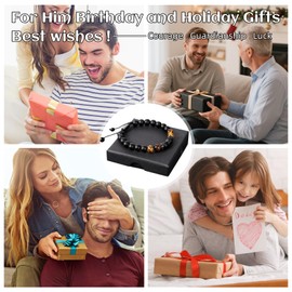 Tiger's Eye Bracelet Men's Obsidian Bracelet Tiger Eye Birthday Gift for Boys Birthday Lucky Charm Gift