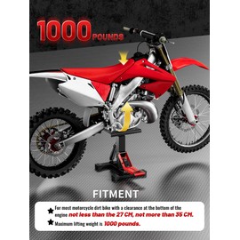 JFG RACING Motorcycle Dirt Bike Stand 1000Lbs Capacity Lift Jack Hoist Table Height Adjustable Lifting Stand Ideal for Dirt Pit Bike Repair&Maintainance,Dirt Bike Accessories