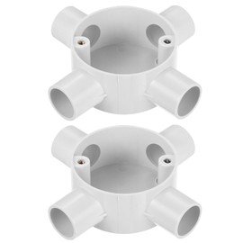 sourcing map 2Pcs PVC Conduit Box Junction Box 4 Way 20mm M4 x 0.7 Waterproof for Electronic Projects