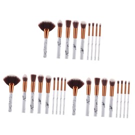 Baluue 3sets Triangle Face Makeup Brush Set Fine Nylon Bristles Marbling Kit Plastic Handle No Separation for Women Daily Professional 9pcs*3