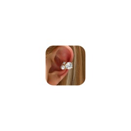 Ear Cuffs Non Piercing Non-Pierced Ear Cuffs with Pearl Rhinestone Cartilage Gold-Tone Clip-On Earrings for Women Trendy Adjustable Jewelry Gift 2025 Fashion
