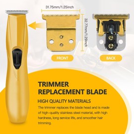 2025 New Professional Replacement Blades #32105 for Pro Li Trimmer D7#32655 D8#32400, Carbon Steel Fixed Blade with Ceramic Moving Blade, for Andis SlimLine Pro Li Hair Trimmer (Gold)