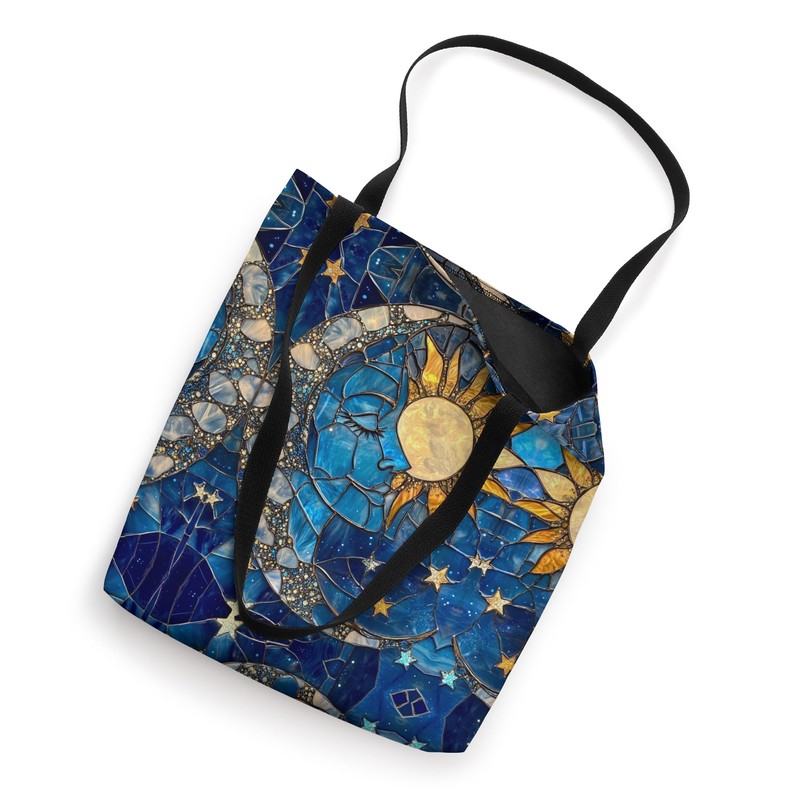 Celestial Sun Moon Stars Stained Art Effect Stain Art Blue