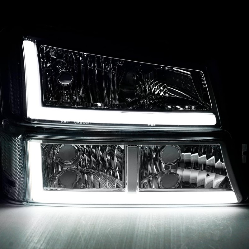 DimFlux LED DRL Headlight Headlights Assembly Kit Compatible with 2003-2006