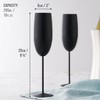 Oak & Steel - 2 Black Matte Champagne Flutes 280ml