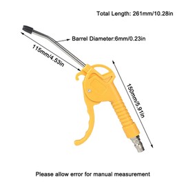 SEIWEI Air Pressure Blow Gun, High Flow Air Blower Gun for Compressor with Angled Bent Nozzle, Stainless Steel, Short