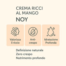 NOY Definierende Creme für Locken mit Mango, natürliche Definition, Anti-Frizz und tiefe Feuchtigkeit – Leave-In für lockiges und welliges Haar – 200 ml