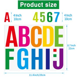 20 Sheets Alphabet Stickers 4 in Letter and Numbers Stickers 220PCS Vinyl Self Adhesive Stickers for Mailbox,Window,Door,Cars,Homes,Poster Board,Bulletin Board, Address Numbers(4In,Multicolor)
