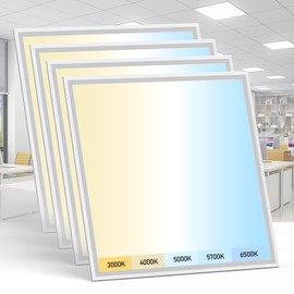 AIKVSXER 4 Pack 2x2 LED Flat Panel Light - Selectable 5 CCT 3000K-6500K & 5 Wattage 30-50W 4400Lm 0-10V Dimmable 2x2 led Drop Ceiling Lights 120-277V for Commercial and Home ETL