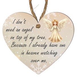"I Don’t Need an Angel on Top of My Tree" Memorial Heart-Shaped MDF Hanging Plaque – Thoughtful Remembrance Christmas Ornament for Indoor Use