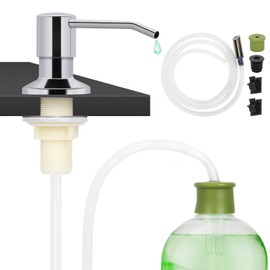 Tesrin Dish Soap Dispenser for Kitchen Sink Built in Soap Dispenser Pump with 47" Extension Tube Kit Chrome Plated