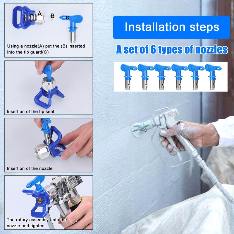 Weytoll Reversible Paint Spray Tips Kit, Airless Sprayer Nozzle Accessories