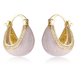 WICKM Simple Design, Sparkling Fashion Earrings, Popular, Hypoallergenic Metal, Earrings, 18K Gold Earrings, Hoop, U-Shaped Earrings, Silver Copper Cubic Zirconia