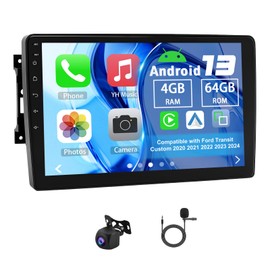 Slakerbe Android 13 Double Din Car Radio Compatible with Ford Transit Custom 2020 2021 2022 2023 2024, 4G+64G 10" Touch Screen Car Stereo with Wireless Carplay Android Auto GPS WiFi Mic Backup Camera