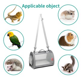 Ioview Guinea Pig Carrier Travel Small Animal Carrier Bag Lizard Bird Rabbit Carrier Cage Squirrel Breathable Bag Portable Travel Hamster Small Pet Hangbag (Small, Gray)