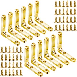 Joez Wonderful 12 Pcs 90 Degree Hinges, Wooden Box Hinge Cabinet Hardware with 48 Screws, Small Hinge for Jewelry Box, Case, Chest (Gold)