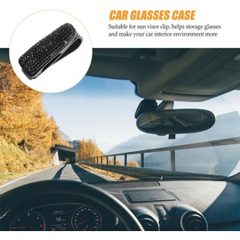 Soporte para Gafas de Sol para Coche Porta Gafas para Visera de Coche 2 Piezas Negro Plástico Gemas de Imitación y Tickets Interior del Auto