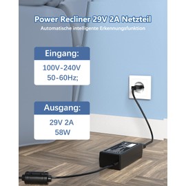 Power Recliner Power Supply 29V 2A Electric Recliner Sofa Transformer Power Cord for Lift Chair Power Supply for Sofa ZBHWX-A290020-A W52RA73-290018, KDDY001, KDDY008, ZB A290020-B with 2M Cable