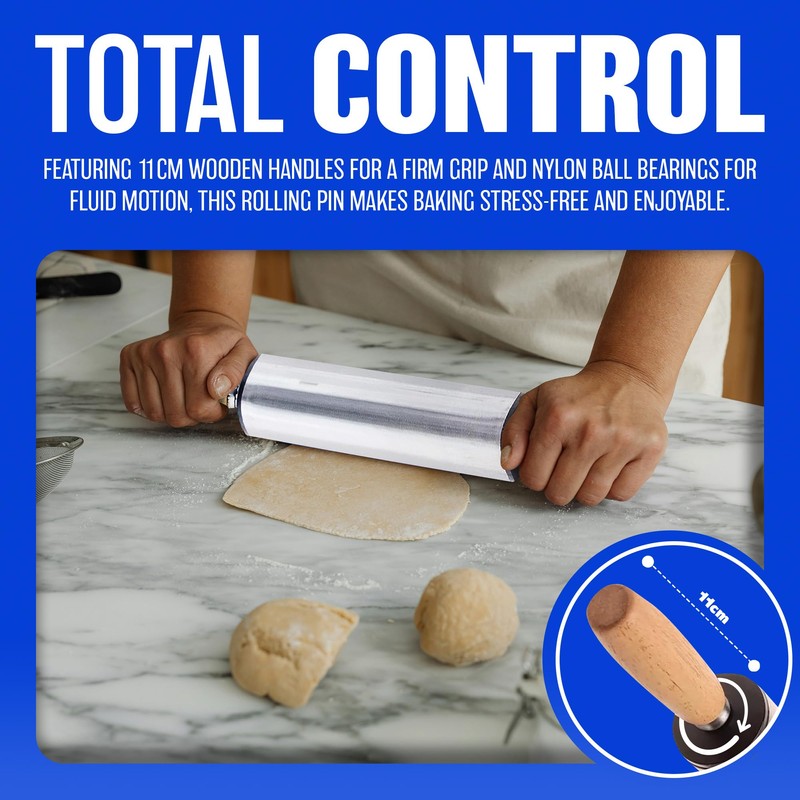 Stainless Steel Non Stick 19" Rolling PIN Pastry Dough Baking
