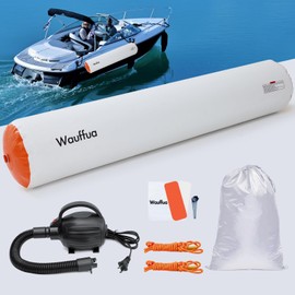 Wauffua Boat Fenders for Docking with Electric Air Pump, Full Protection Boat Bumpers for Docking with 2 Ropes, Inflatable Boat Bumpers Fenders