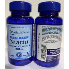 Puritan's Pride Flush Free Niacin 500 mg - 100 Capsules (Pack of 2)