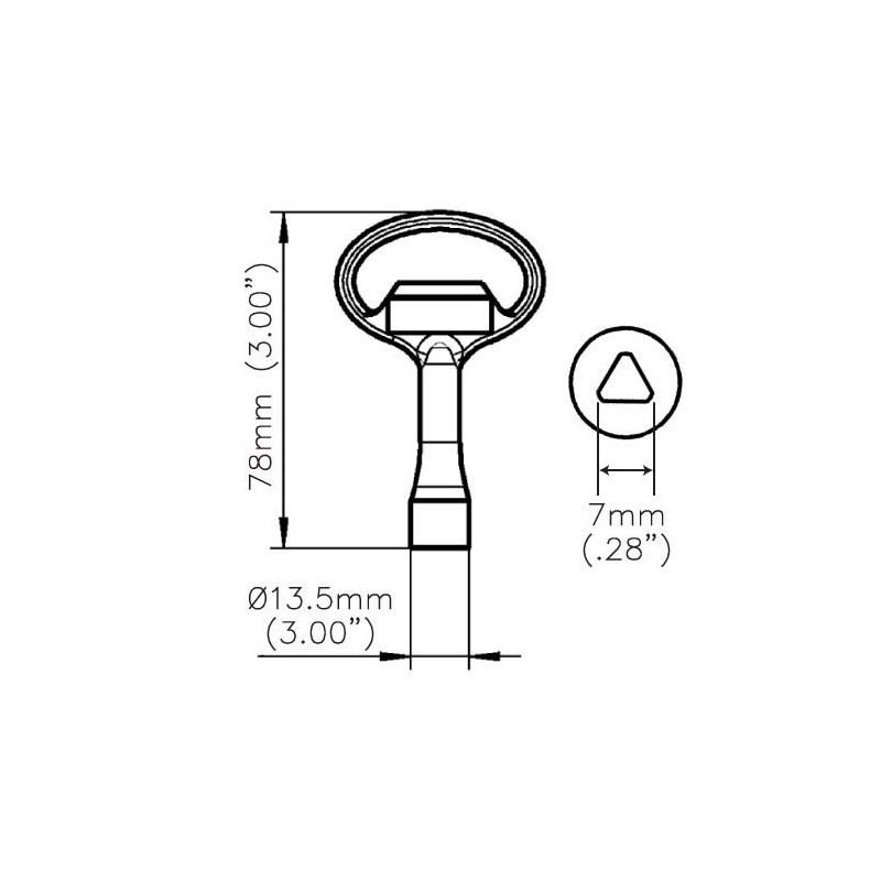 2545000 Compatible Triangular 7mm Key (EMKA 1004-03)