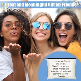 Frienda 3 Pieces Good Friend Gifts Cosmetic Bag for Women, Funny Long Distance Friendship, Birthday, Moving Away, Christmas Gifts Makeup Bags Travel Cases for Good Friends Bestie Soul Sister (Trend Style)