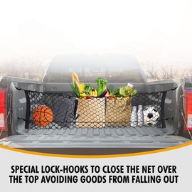 Envelope Style Mesh Cargo Bed Net for Chevy Silverado Accessories WT LS LT LTZ 2013-2023 - Premium Trunk Organizers and Storage for Pickup