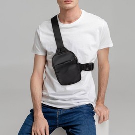 Prizmxed Chest bag men's small sling bag men's small crossbody bag men's small shoulder bag men's small men's shoulder bag shoulder bag men suitable for outdoor sports, shopping, black