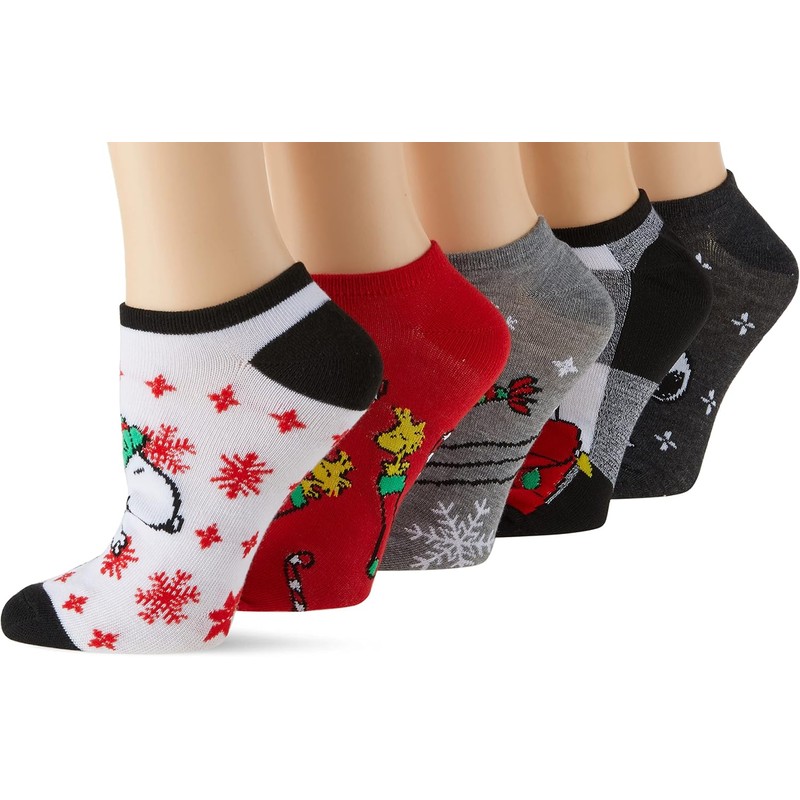 Peanuts - Paquete de 5 calcetines invisibles para mujer