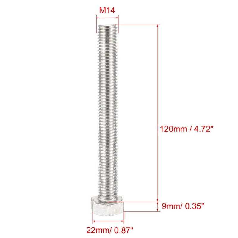 sourcing map M14x120mm Hex Bolts 304 Stainless Steel Hexagon Screw