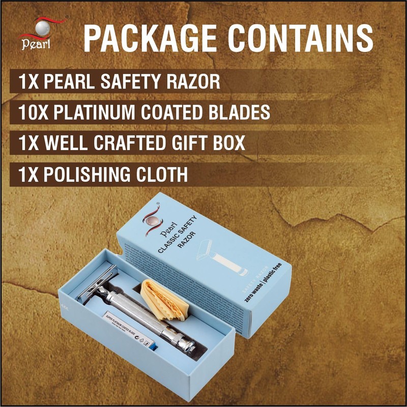 Pearl Shaving Double Edge Safety Razor L-55 (Close Comb,Chrome)