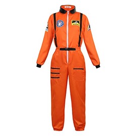 Lehauya Womens Astronaut Costume Adult Space Suit Women Orange Jumpsuit Costume Cosplay Space Planet Costume 2X-Large