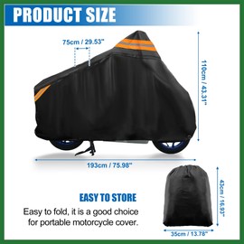 Motoforti Motorcycle Cover Motorbike Full Cover Outdoor Waterproof Scooter Cover Protector for Honda PCX 125 150 160 Hybrid Fits 76" Black 300D Long-lasting