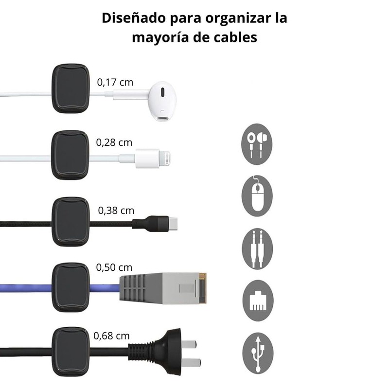 ATARAXIA HOME - Pack of 6 Magnetic Cable Ties for