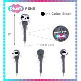DolliBu Sloth Plush Pen – Cute & Soft Stuffed Animal Ballpoint Novelty Pen Toy, Unique Writing Pen Instrument For Cool Stationery School & Office Desk Decor Accessories for Kids & Adults